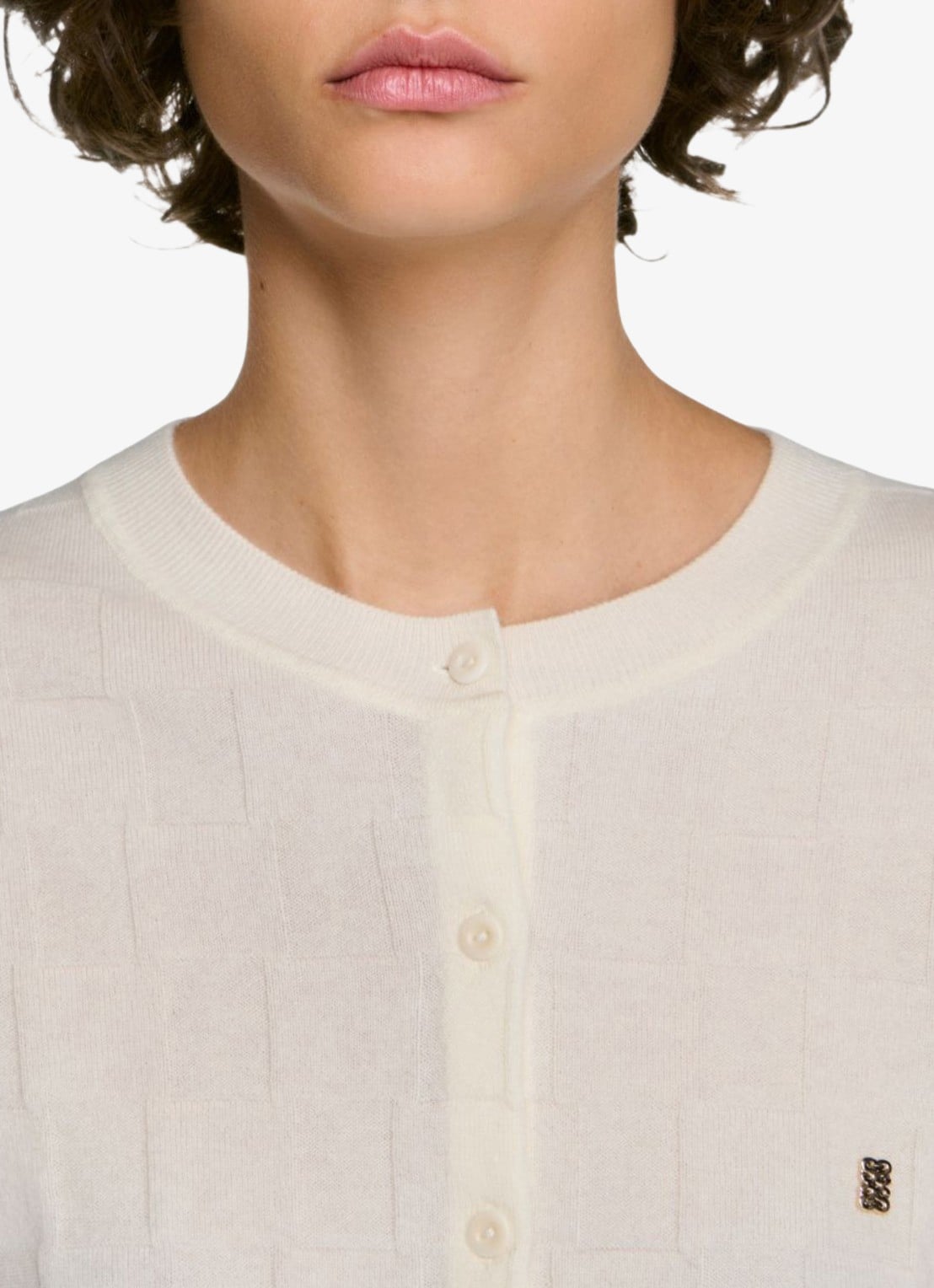 Sandro Fijngebreid vest van wol met logoborduring - detail 2 beige