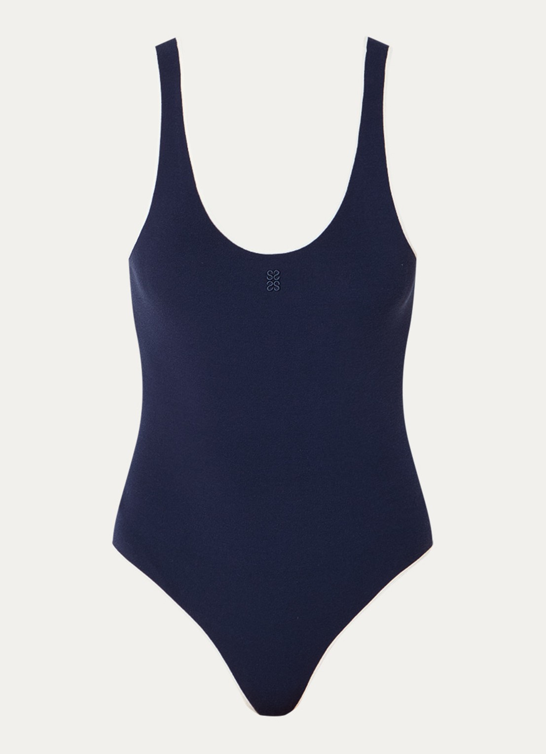 Sandro Fijngebreide body met logoborduring - voorkant 2 donkerblauw