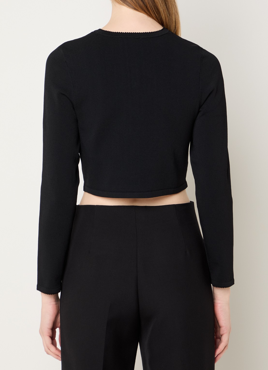 Sandro Fijngebreide crop top met ronde hals - achterkant zwart