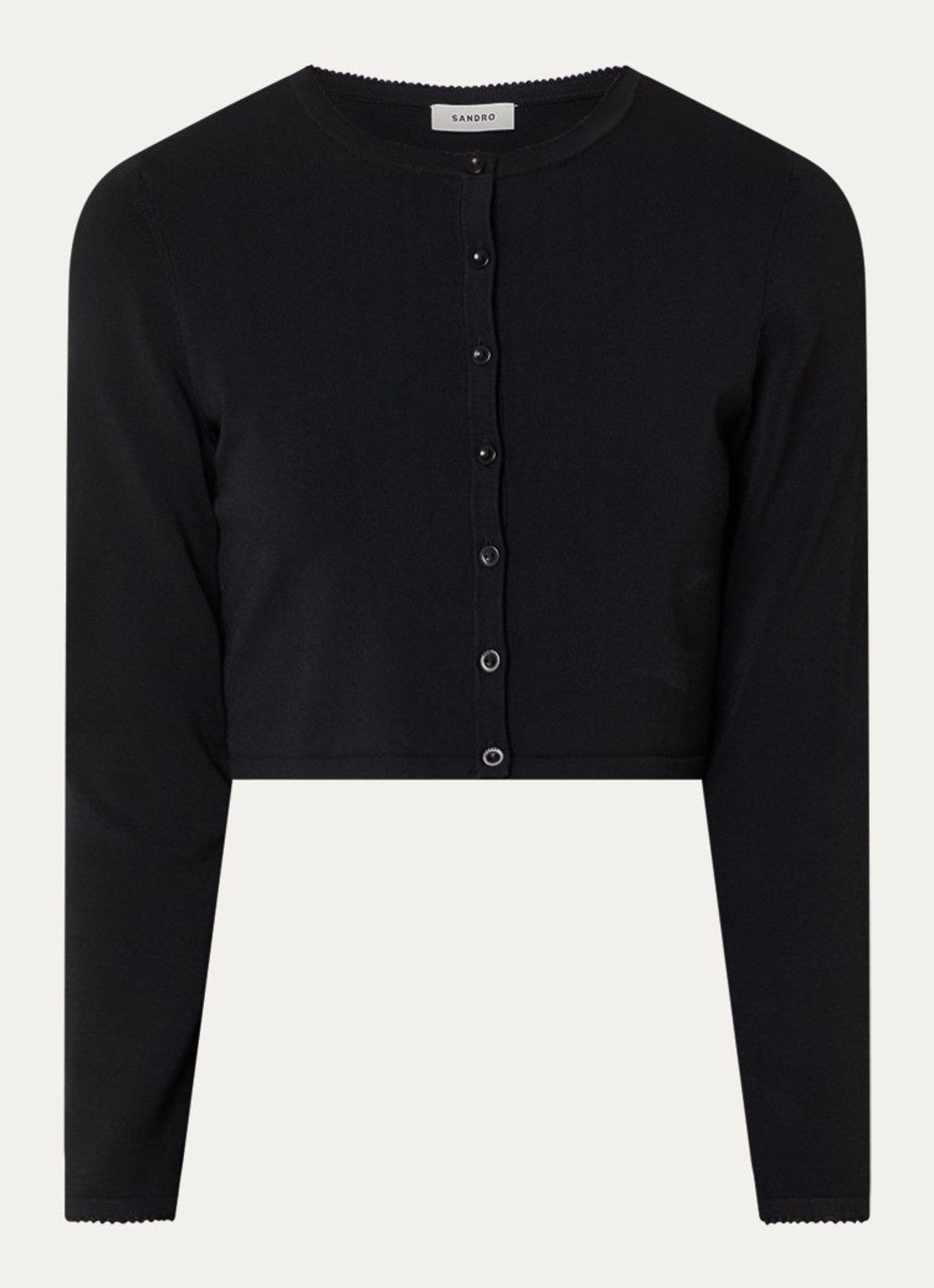 Sandro Fijngebreide crop top met ronde hals - voorkant 3 zwart