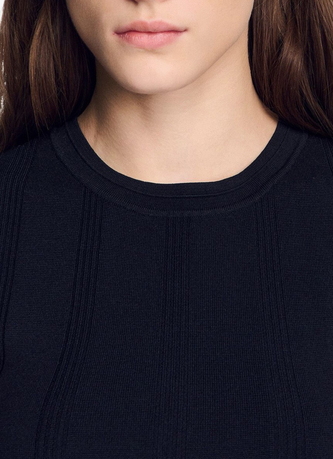 Sandro Fijngebreide crop top - detail 5 zwart