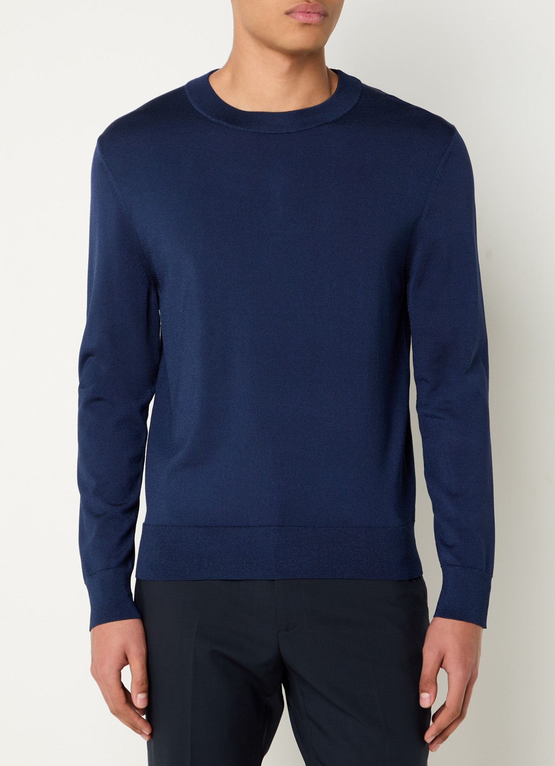 Sandro Fijngebreide pullover met ronde hals - detail royal blue / blauw