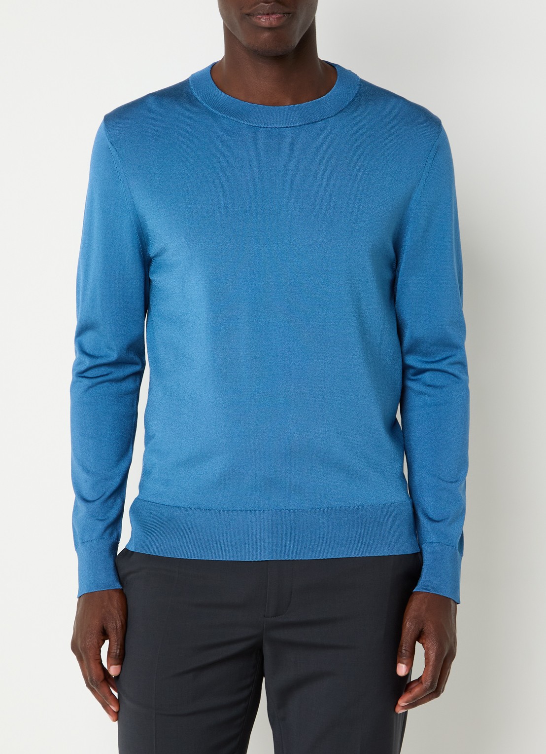 Sandro Fijngebreide pullover met ronde hals - detail 4 blue office / blauw