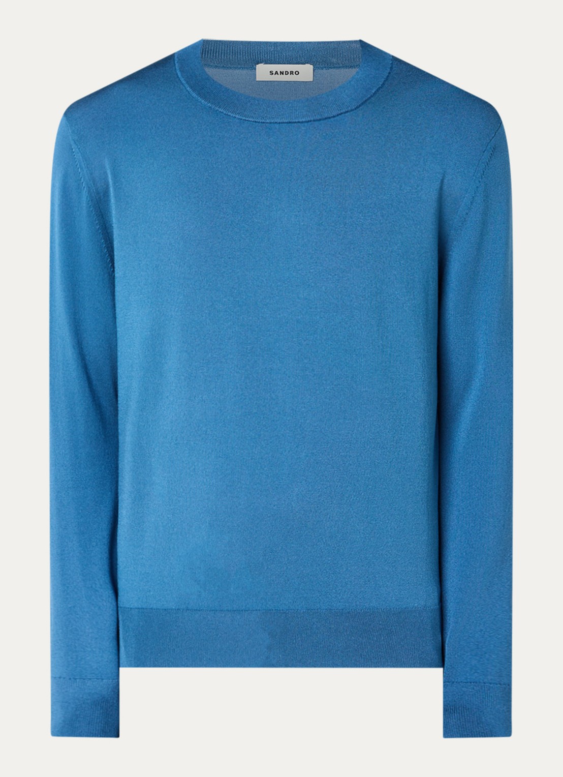Sandro Fijngebreide pullover met ronde hals - voorkant 2 blue office / blauw