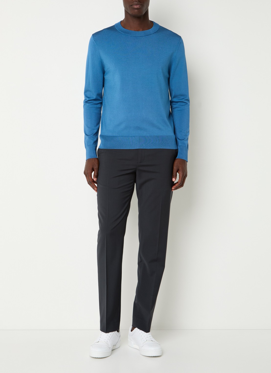 Sandro Fijngebreide pullover met ronde hals - voorkant 3 blue office / blauw