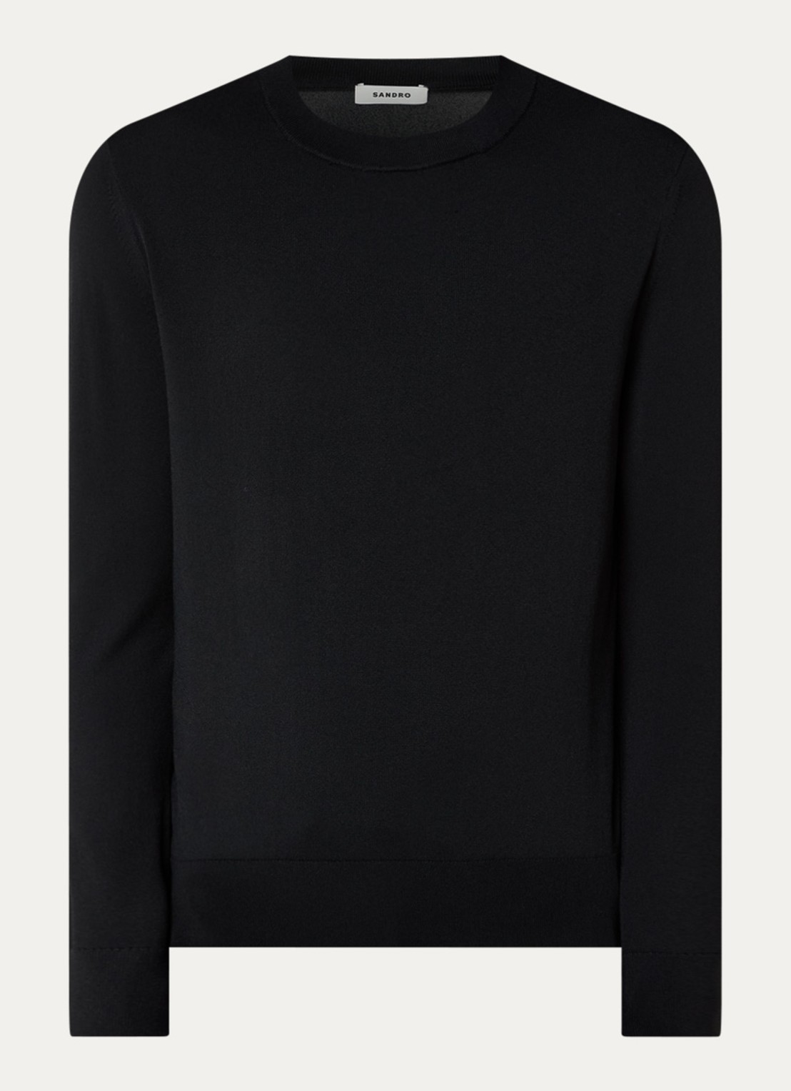 Sandro Fijngebreide pullover met ronde hals - voorkant black / zwart