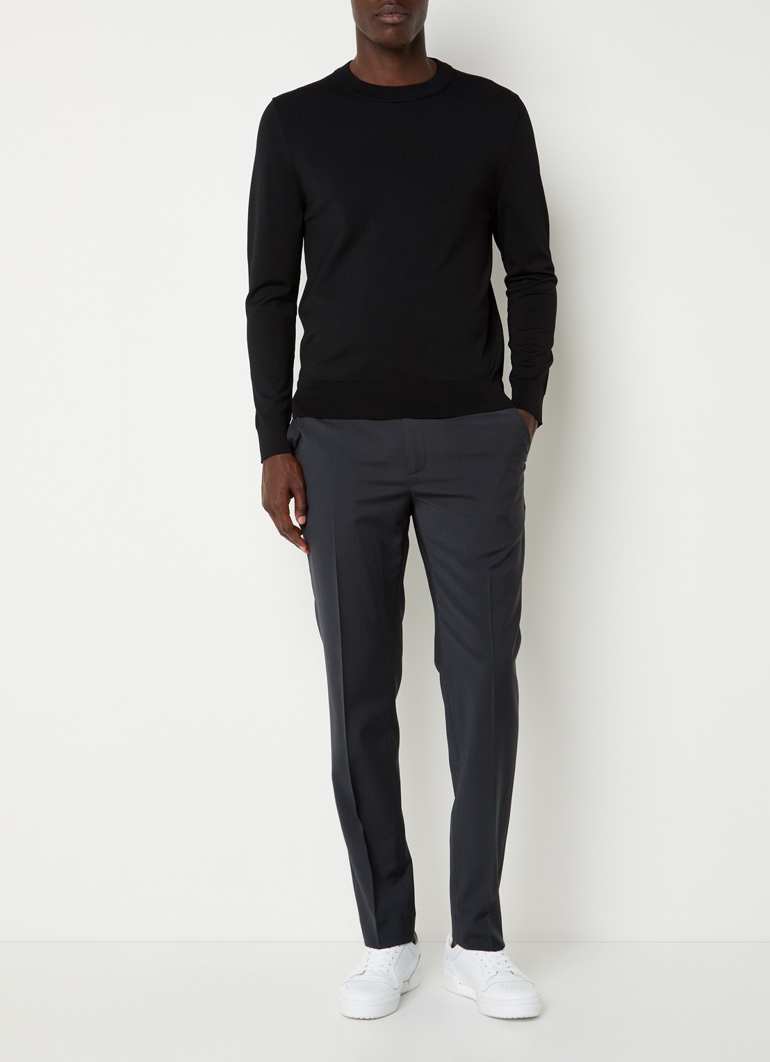 Sandro Fijngebreide pullover met ronde hals - voorkant 2 black / zwart