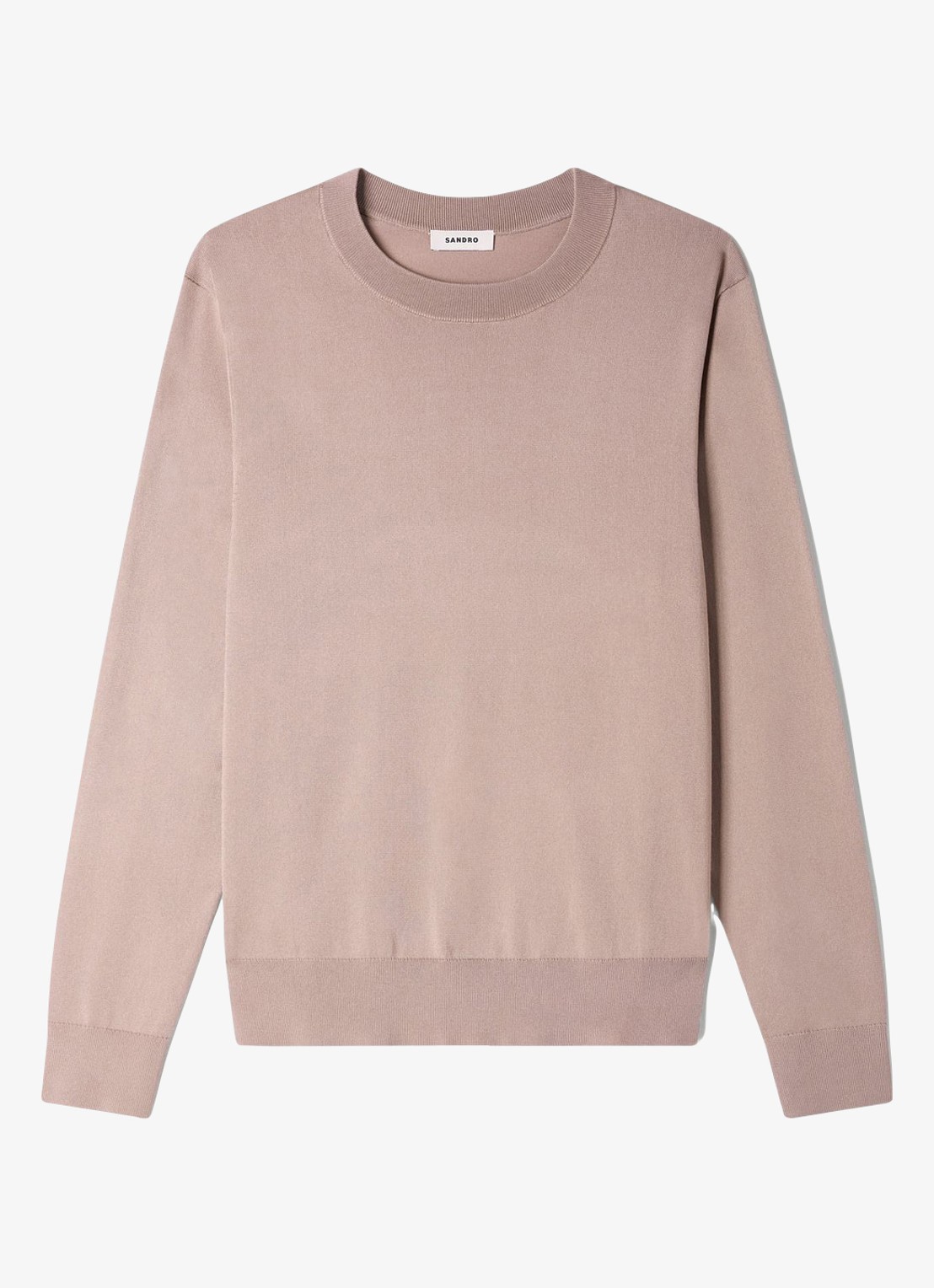 Sandro Fijngebreide pullover met ronde hals - voorkant light taupe / bruin