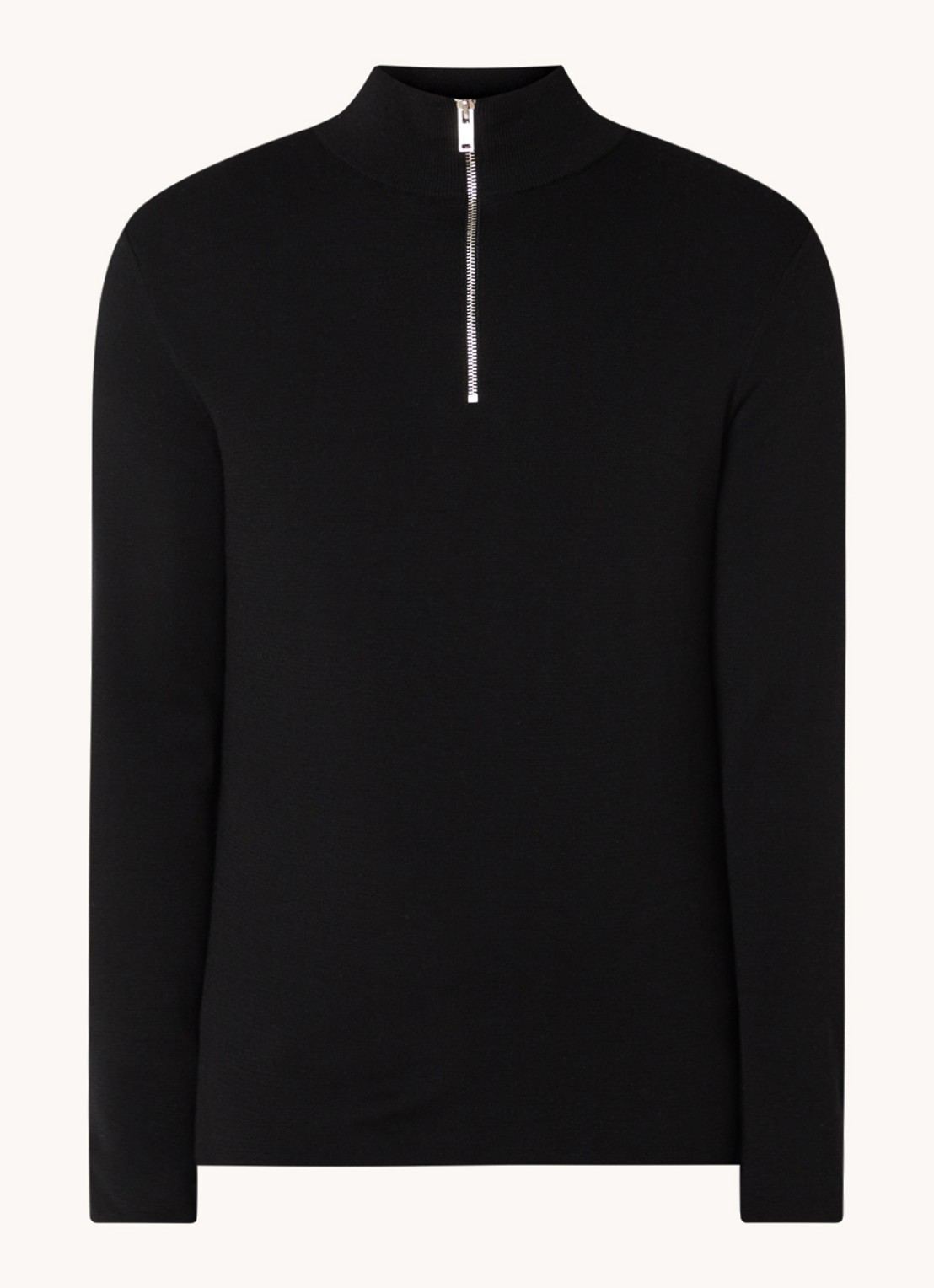 Sandro Fijngebreide pullover van merino wol - voorkant 2 carbon black / zwart