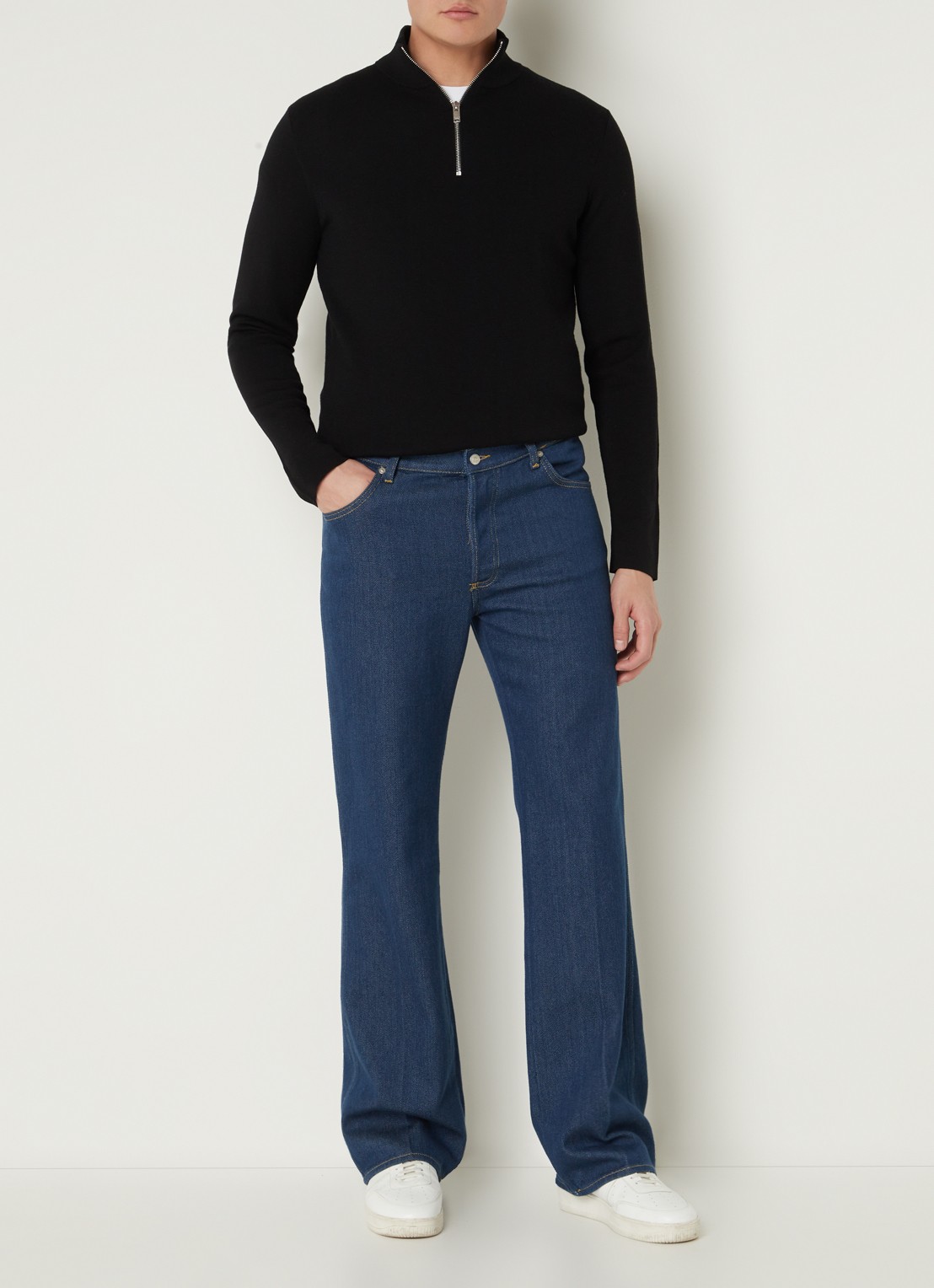 Sandro Fijngebreide pullover van merino wol - voorkant 3 carbon black / zwart