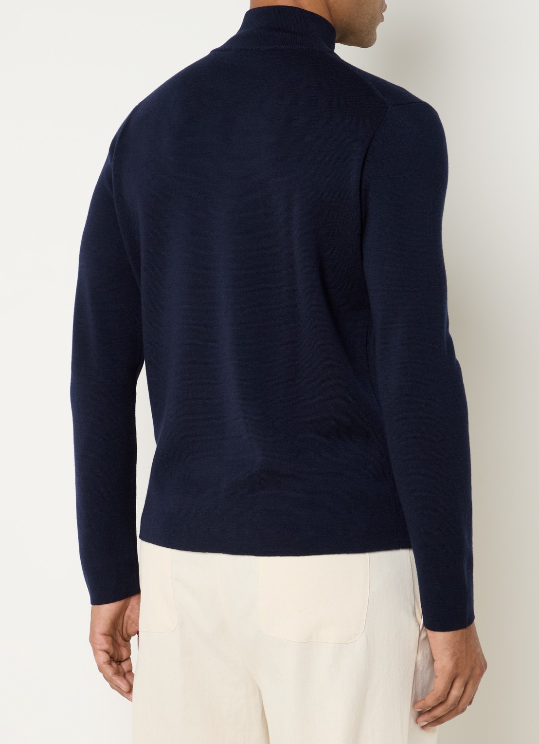 Sandro Fijngebreide pullover van merino wol - achterkant donkerblauw