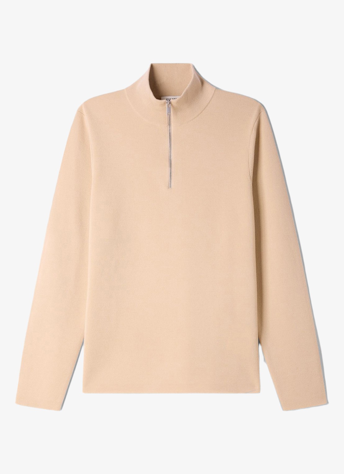 Sandro Fijngebreide pullover van merino wol - voorkant dark beige / beige