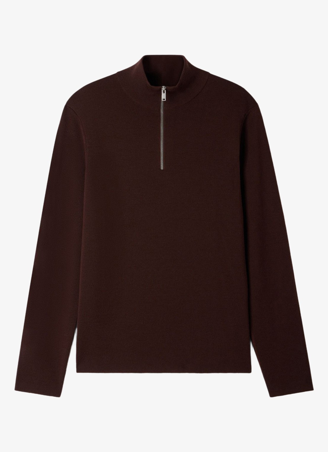 Sandro Fijngebreide pullover van merino wol - voorkant chocolate / bruin