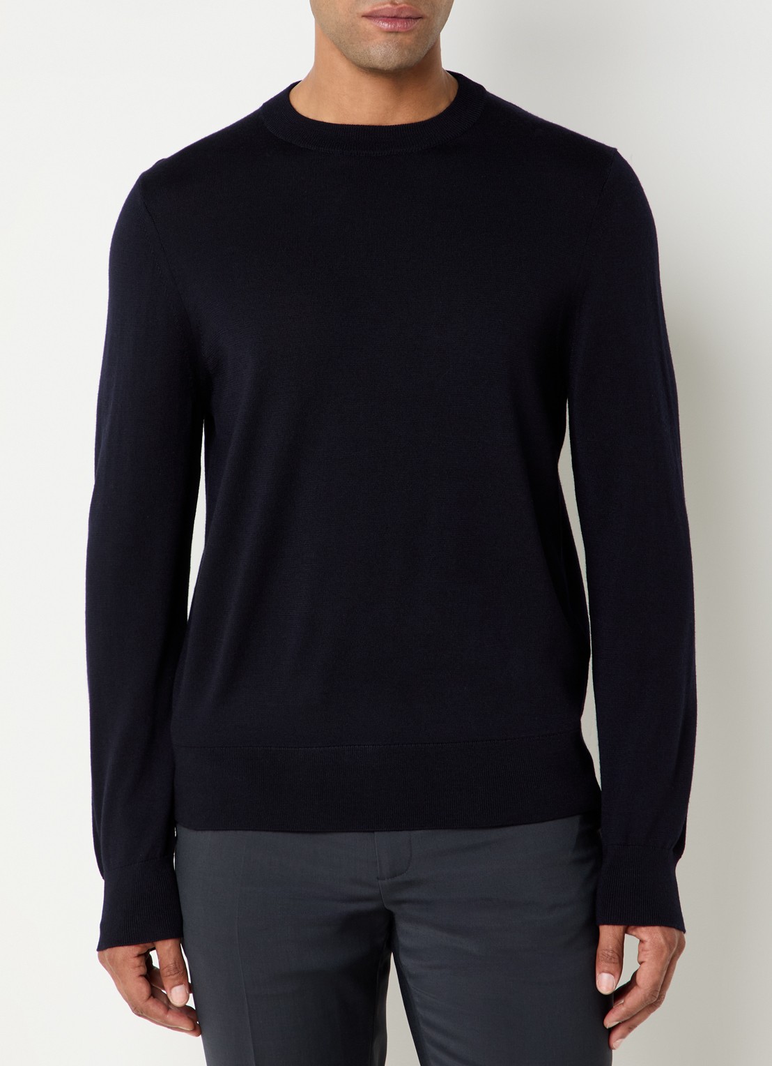 Sandro Fijngebreide pullover van wol  - detail donkerblauw