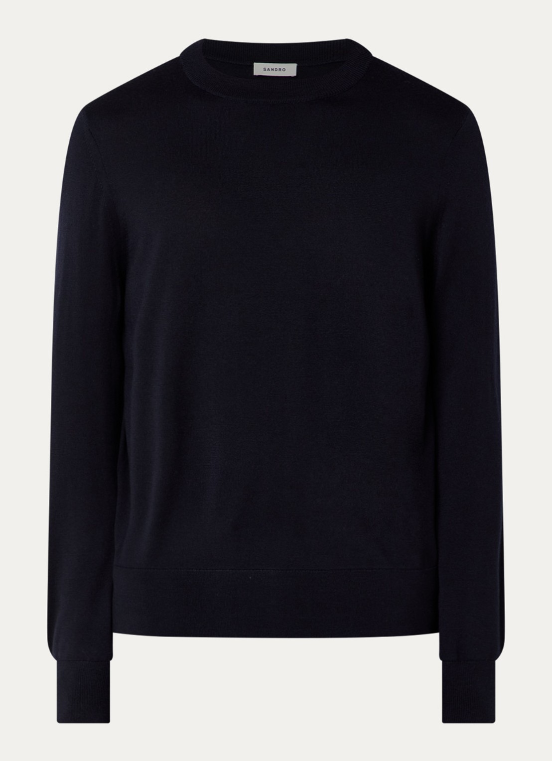 Sandro Fijngebreide pullover van wol  - voorkant 3 donkerblauw
