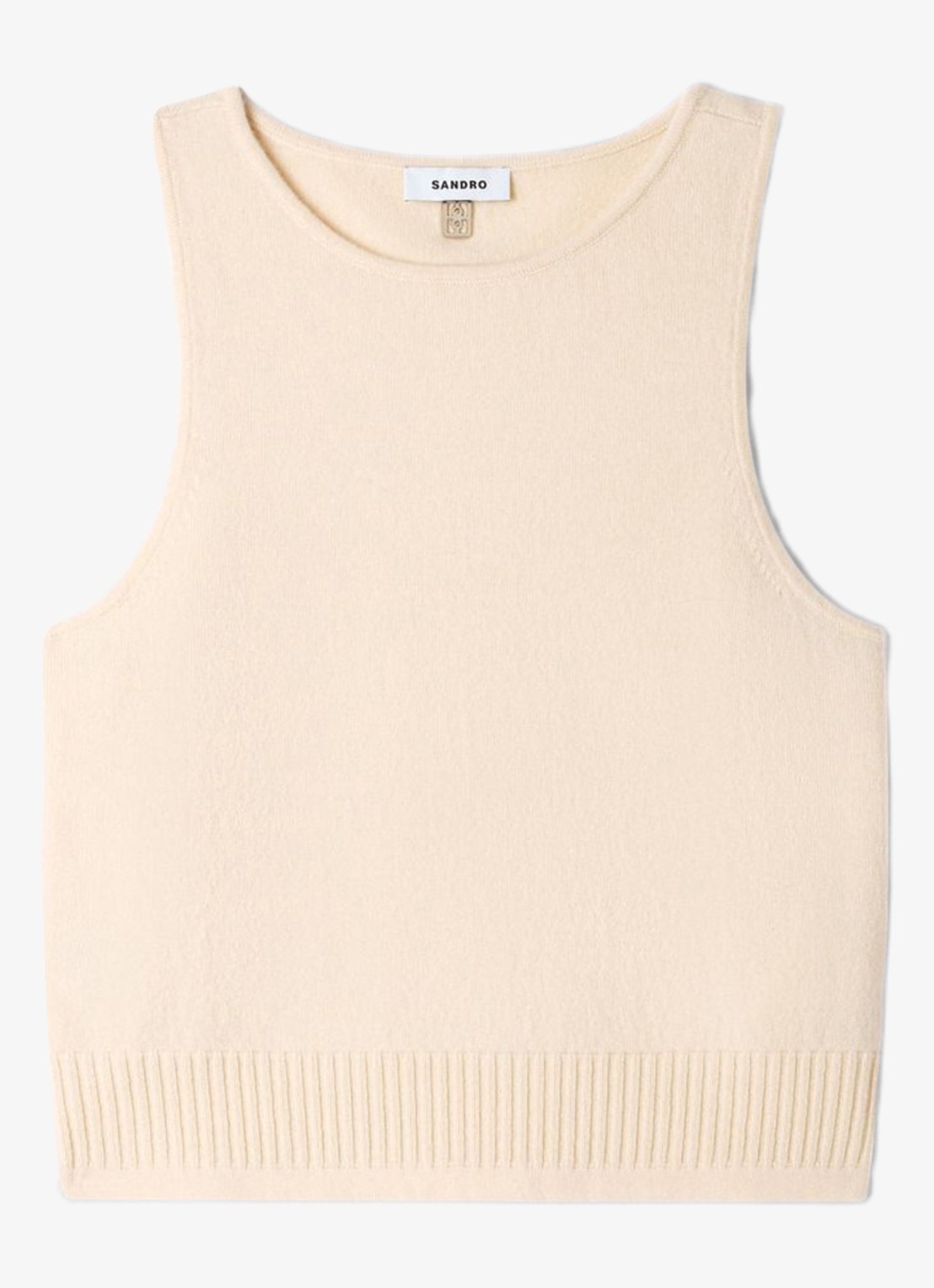 Sandro Fijngebreide tanktop in kasjmier wolblend - voorkant 5 creme