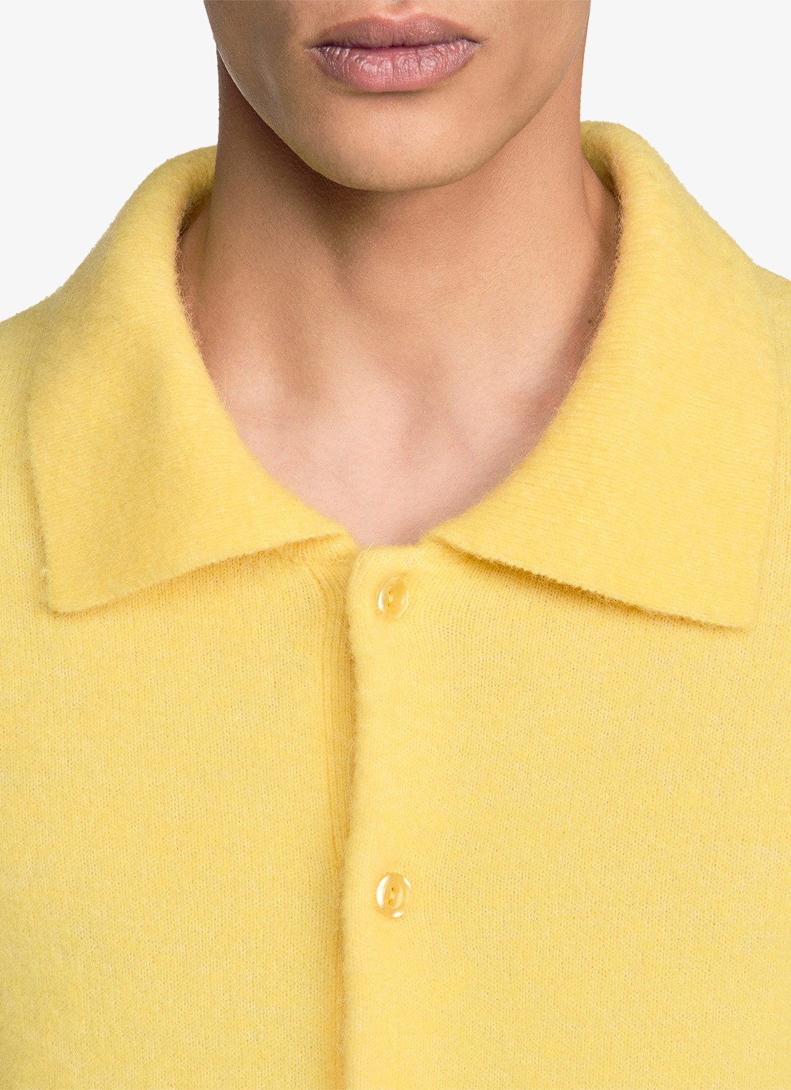 Sandro Fijngebreide trui in wolblend met kraag - detail 2 geel