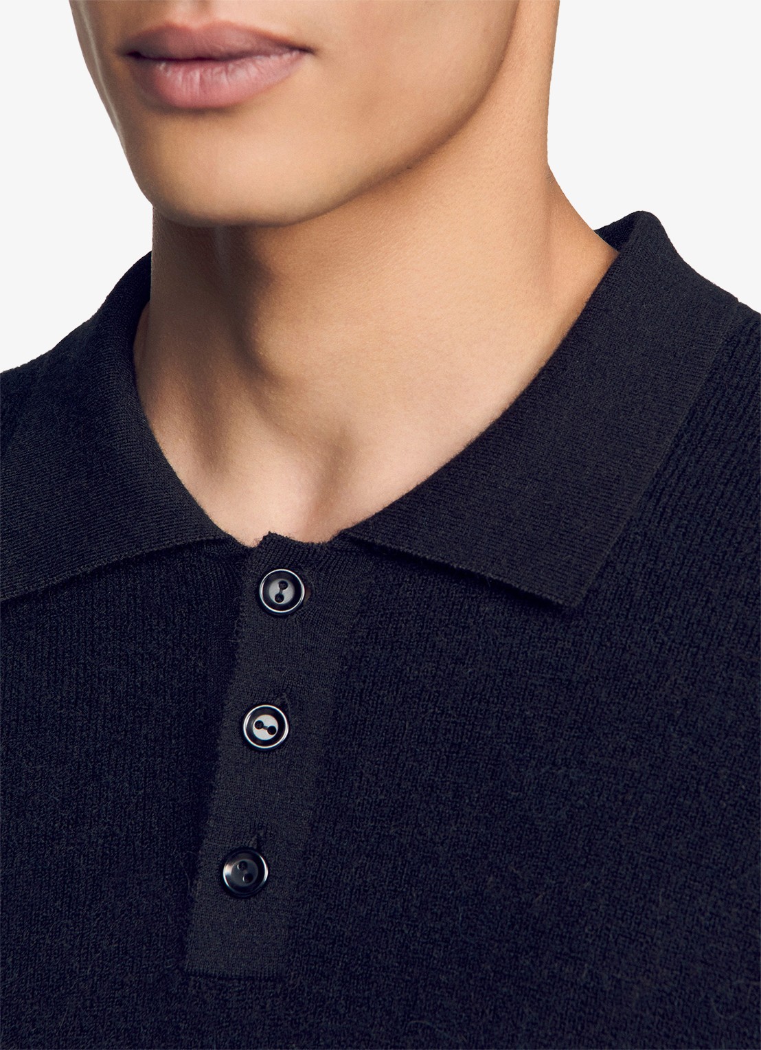 Sandro Fijngebreide trui in wolblend - detail 6 black / zwart