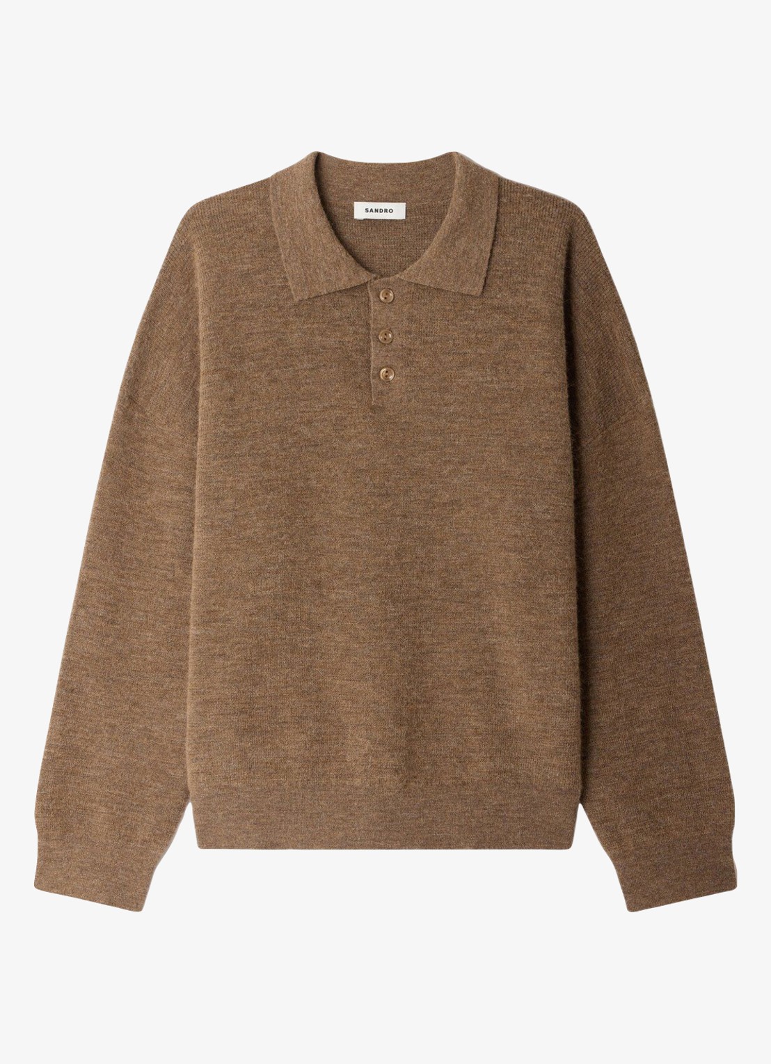 Sandro Fijngebreide trui in wolblend - voorkant 2 beige / taupe