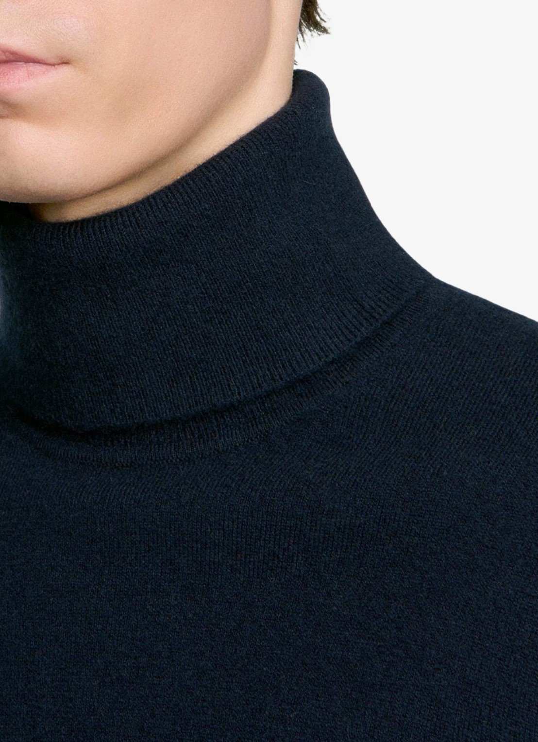 Sandro Fijngebreide trui met col van kasjmier - detail 5 donkerblauw