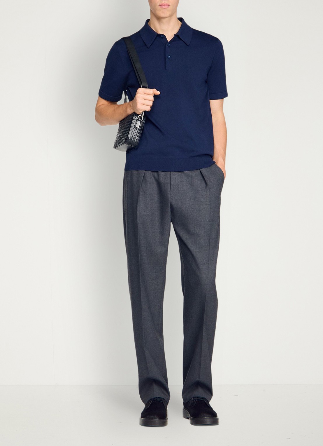Sandro Fijngebreide trui met polokraag - voorkant 3 royal blue / blauw