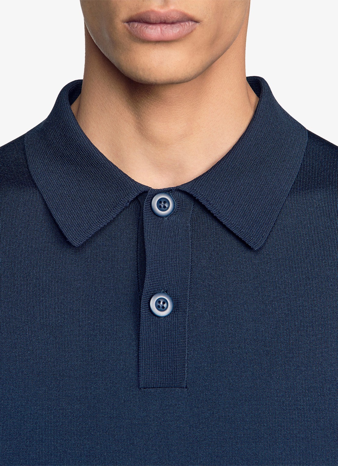 Sandro Fijngebreide trui met polokraag - detail 2 donkerblauw