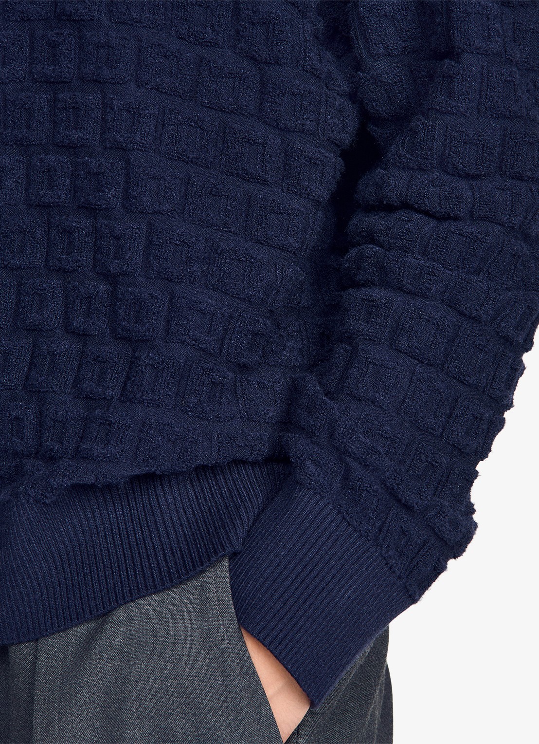 Sandro Fijngebreide trui met structuur - detail 5 donkerblauw