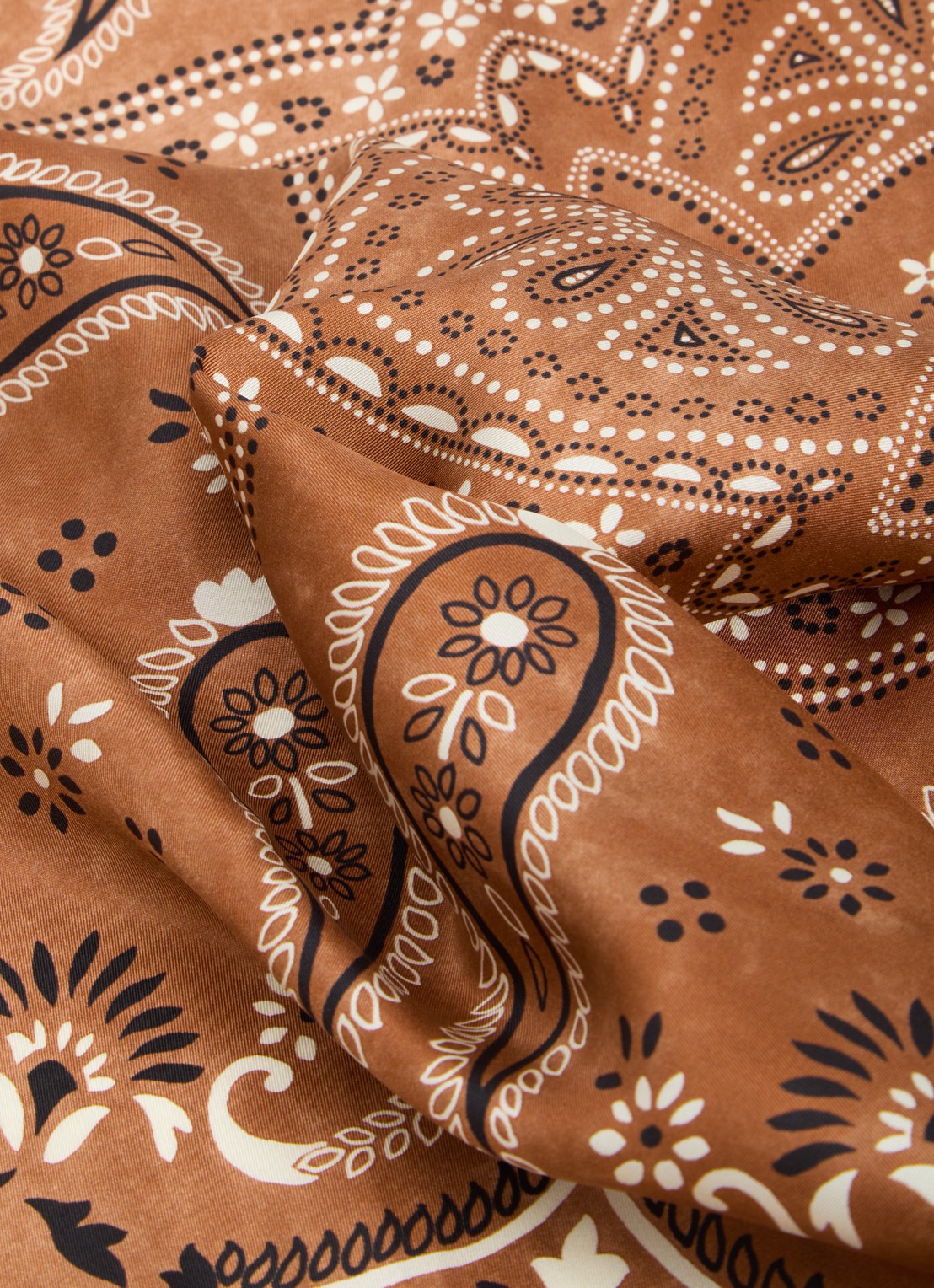 Sandro Foulard sjaal van zijde met paisley dessin 82 x 82 cm - detail 3 cognac