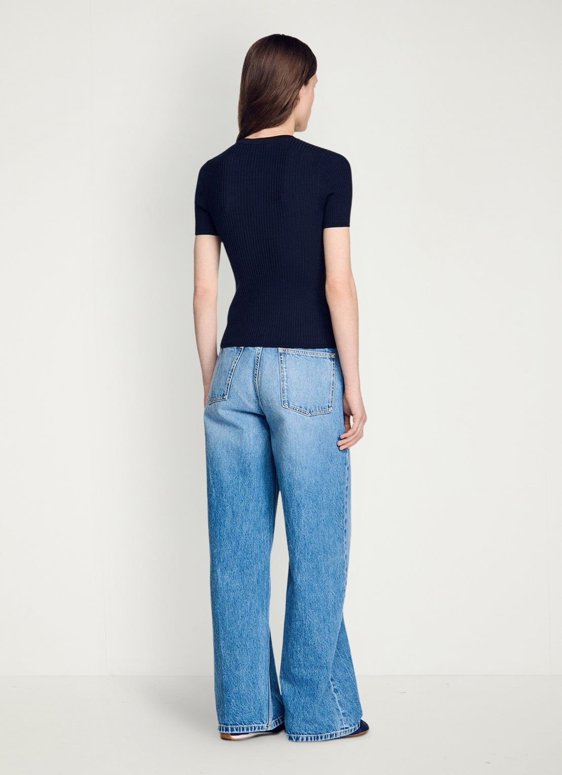 Sandro Gebreide trui met knopen - achterkant 5 blauw