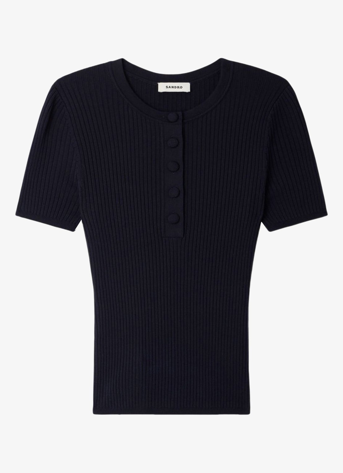 Sandro Gebreide trui met knopen - voorkant 6 blauw