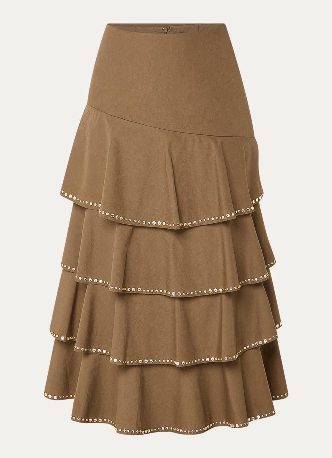 Sandro Gelaagde midi rok met strass - voorkant 2 bruin