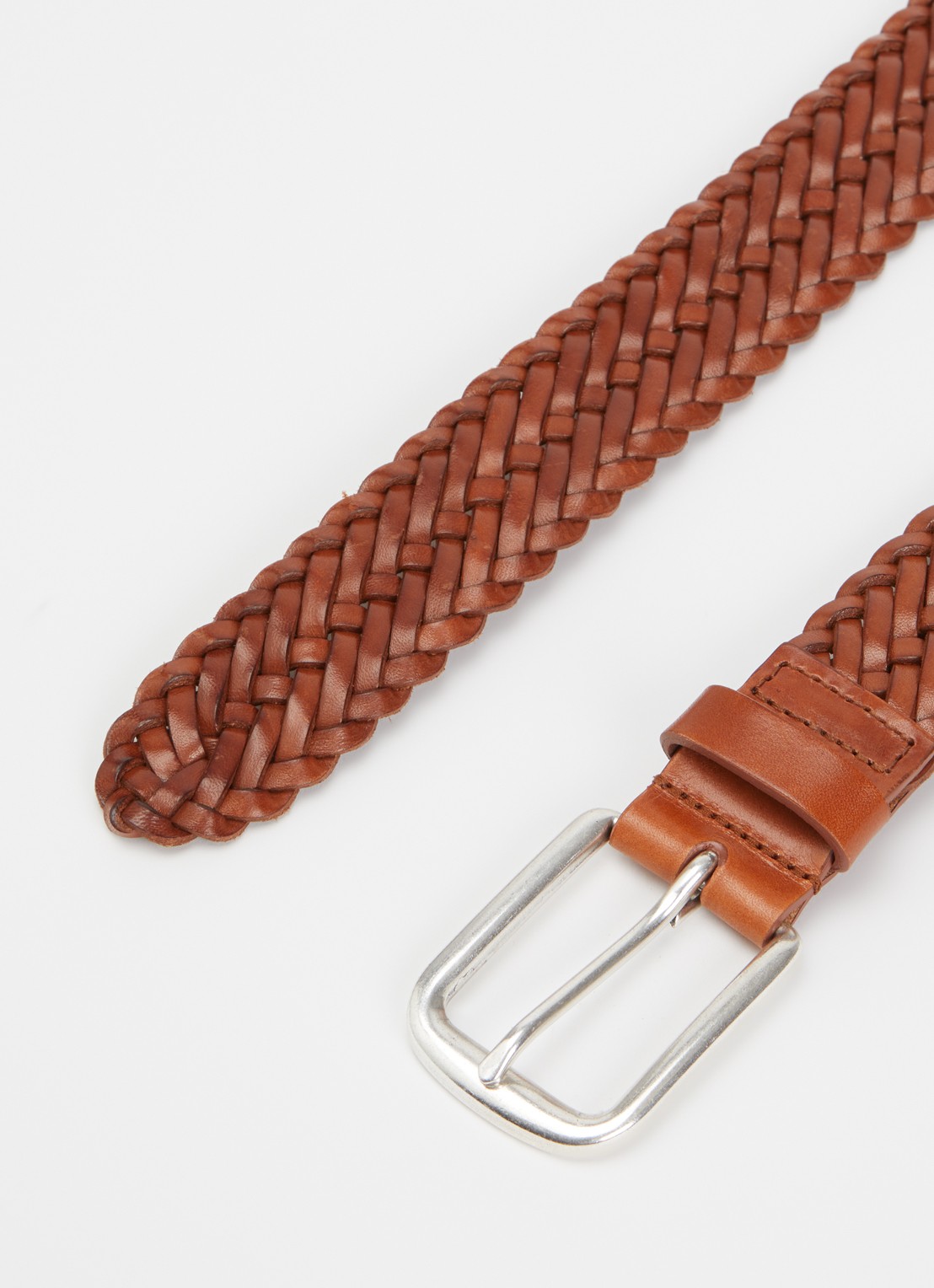 Sandro Gevlochten riem van leer - detail 2 roodbruin