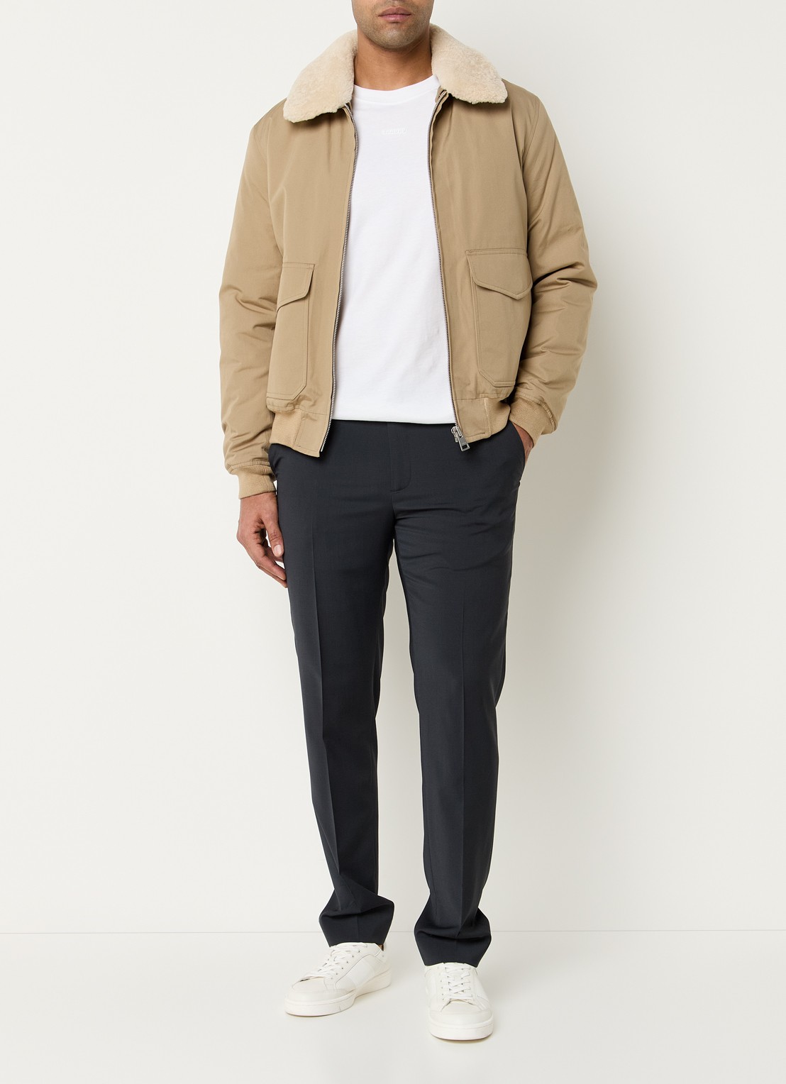 Sandro Gewatteerd jack met afneembare kraag - voorkant 3 donkerbeige