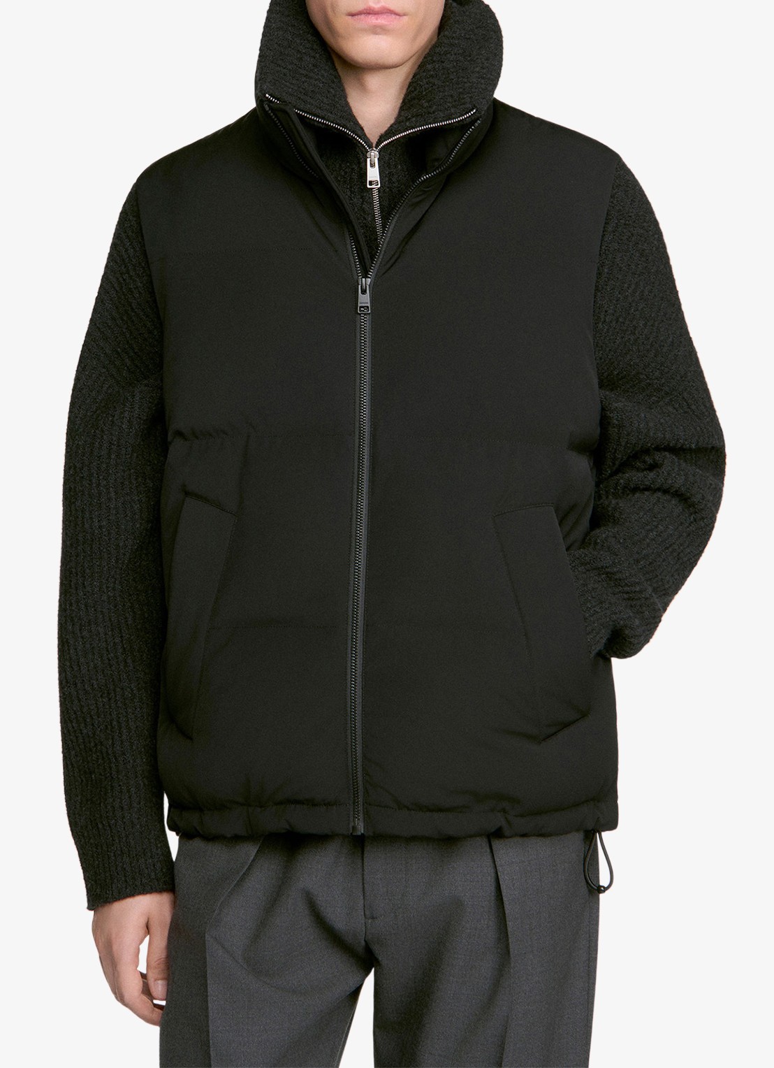 Sandro Gewatteerde bodywarmer met steekzakken - detail zwart