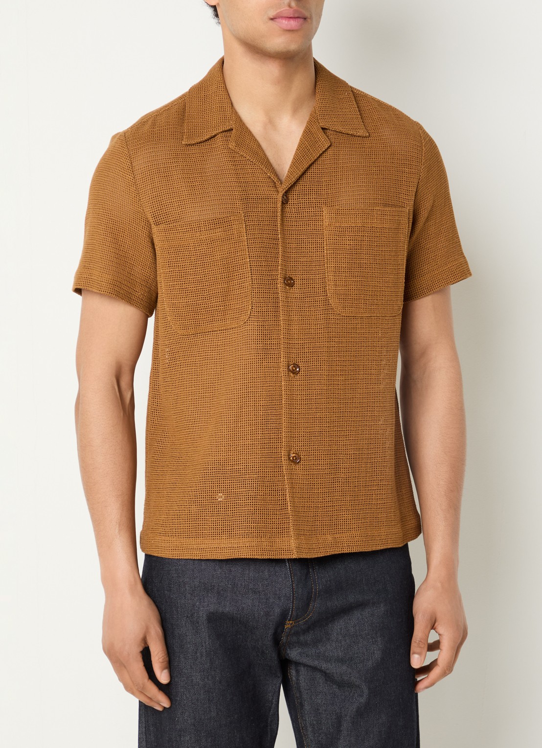 Sandro Geweven T-shirt met structuur - detail 3 camel