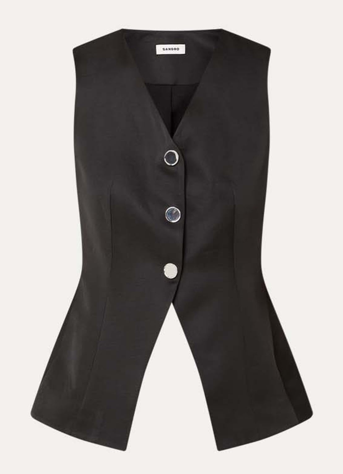 Sandro Gilet in linnenblend - voorkant 2 zwart