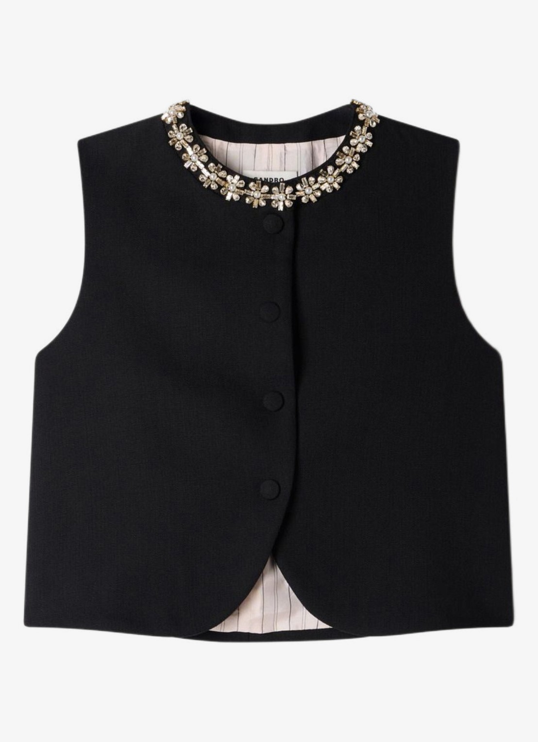 Sandro Gilet met sierlijke halslijn - voorkant 6 zwart