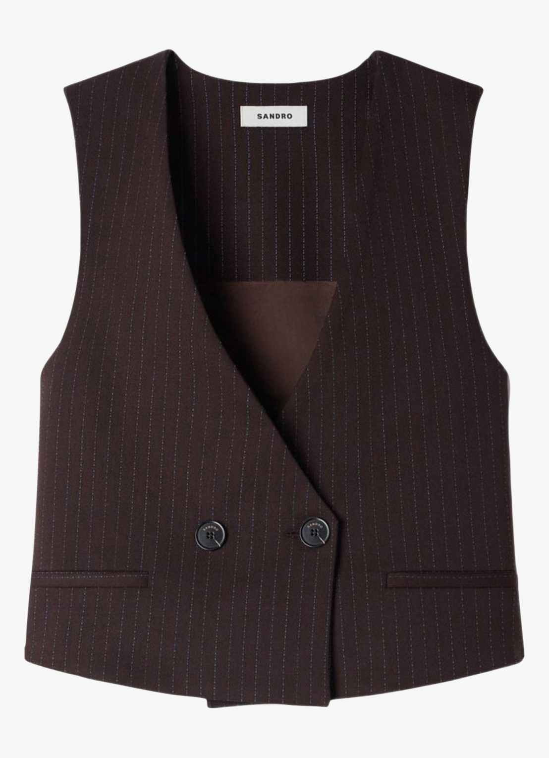 Sandro Gilet met streepprint - voorkant aubergine