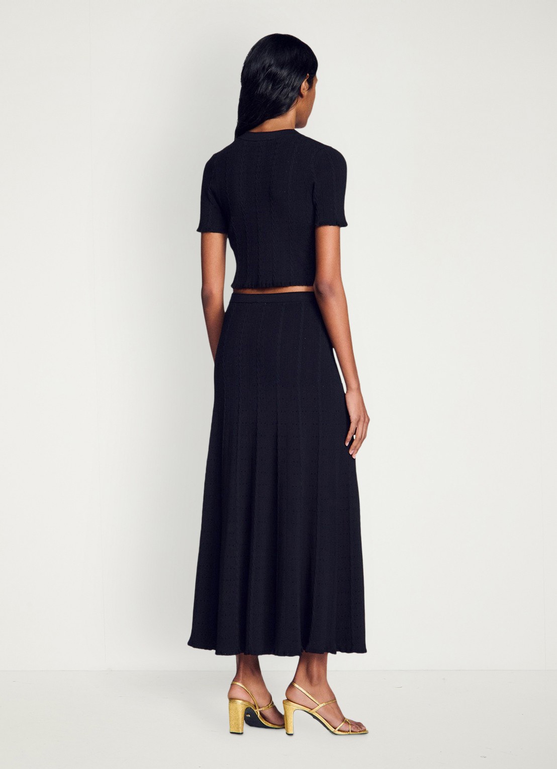 Sandro Grofgebreide blouse met borstzak - achterkant zwart