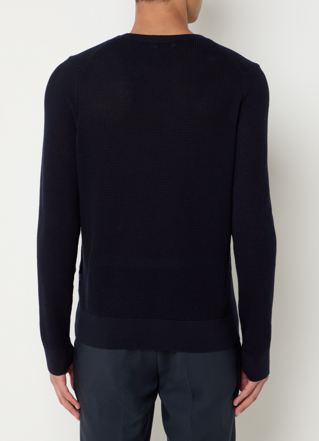Sandro Grofgebreide pullover met structuur - achterkant 2 donkerblauw