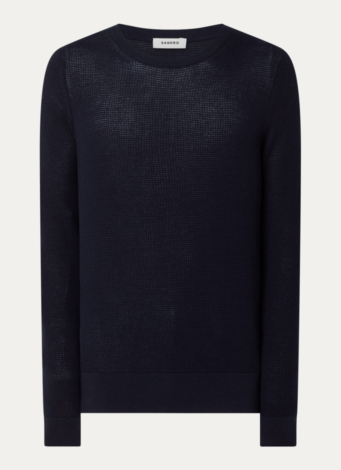 Sandro Grofgebreide pullover met structuur - voorkant 3 donkerblauw