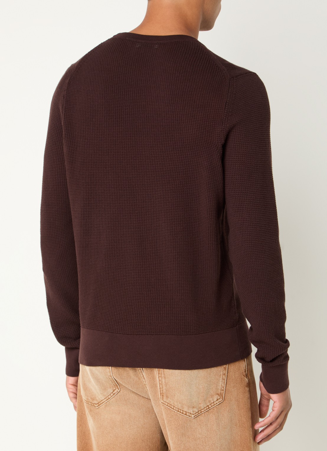 Sandro Grofgebreide pullover met structuur - achterkant 2 hazelnootbruin
