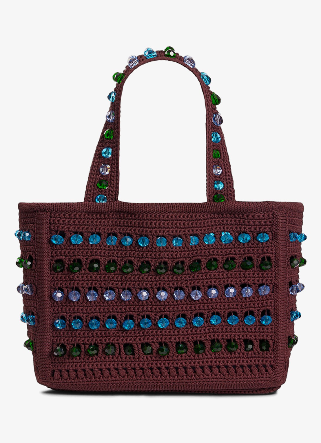 Sandro Handtas van crochet met kralendecoratie - voorkant bruin