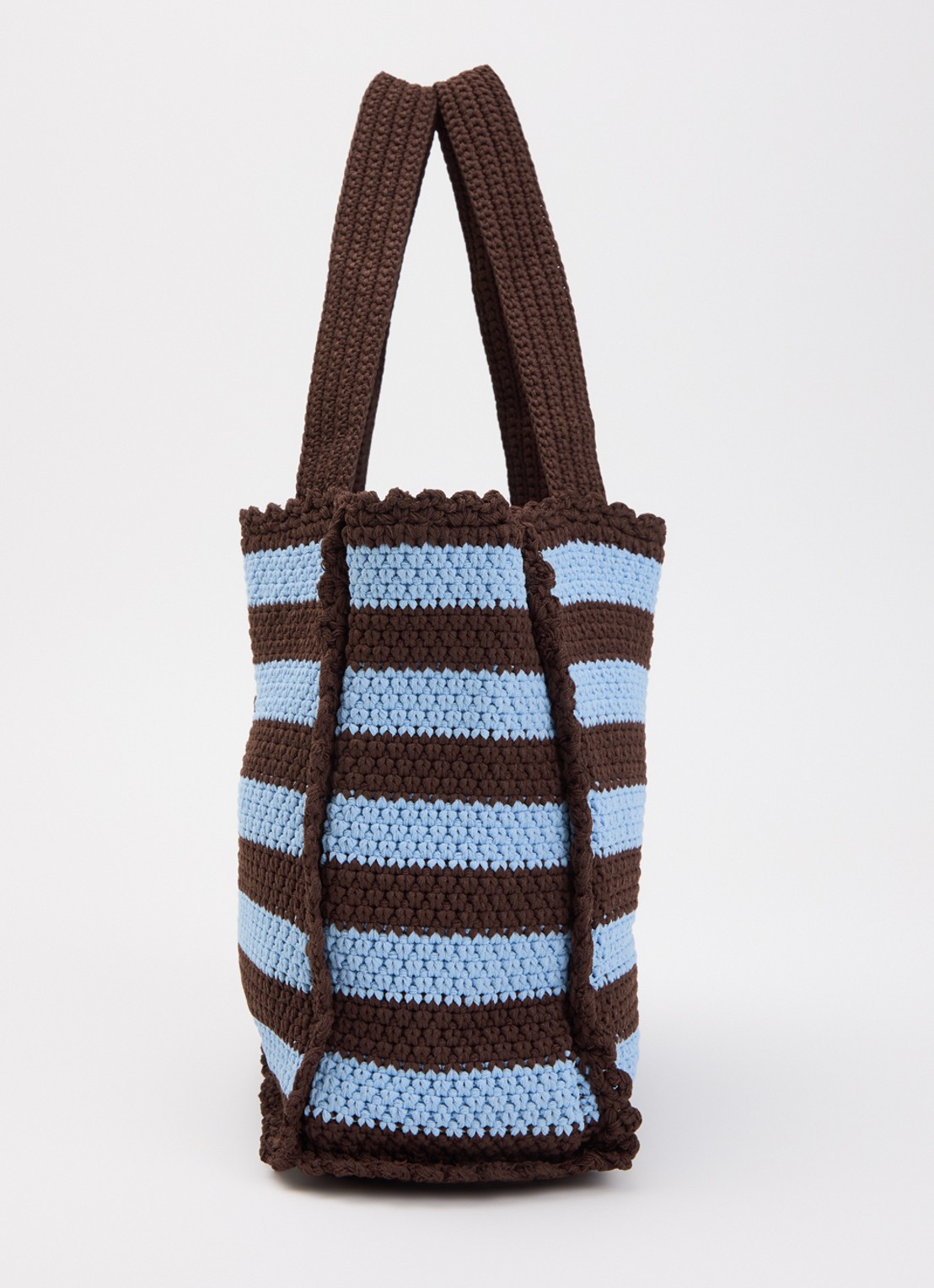 Sandro Handtas van crochet met streepprint en logo - detail 6 lichtblauw