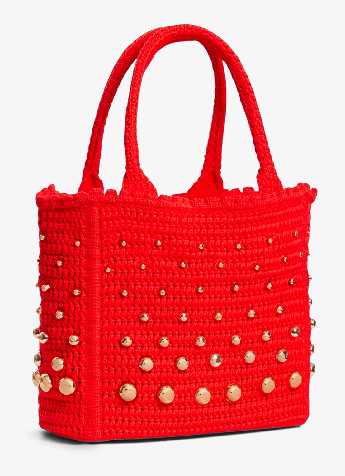Sandro Handtas van crochet met studs - detail 4 steenrood
