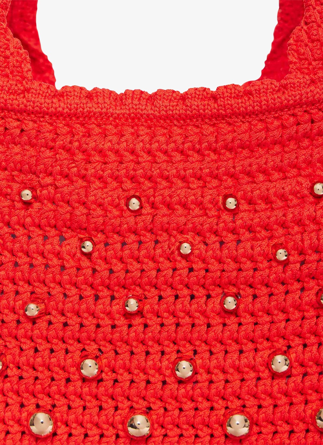 Sandro Handtas van crochet met studs - detail 5 steenrood