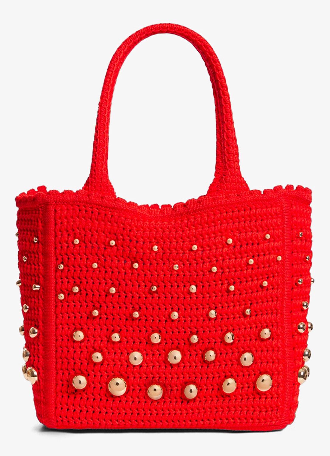 Sandro Handtas van crochet met studs - voorkant steenrood