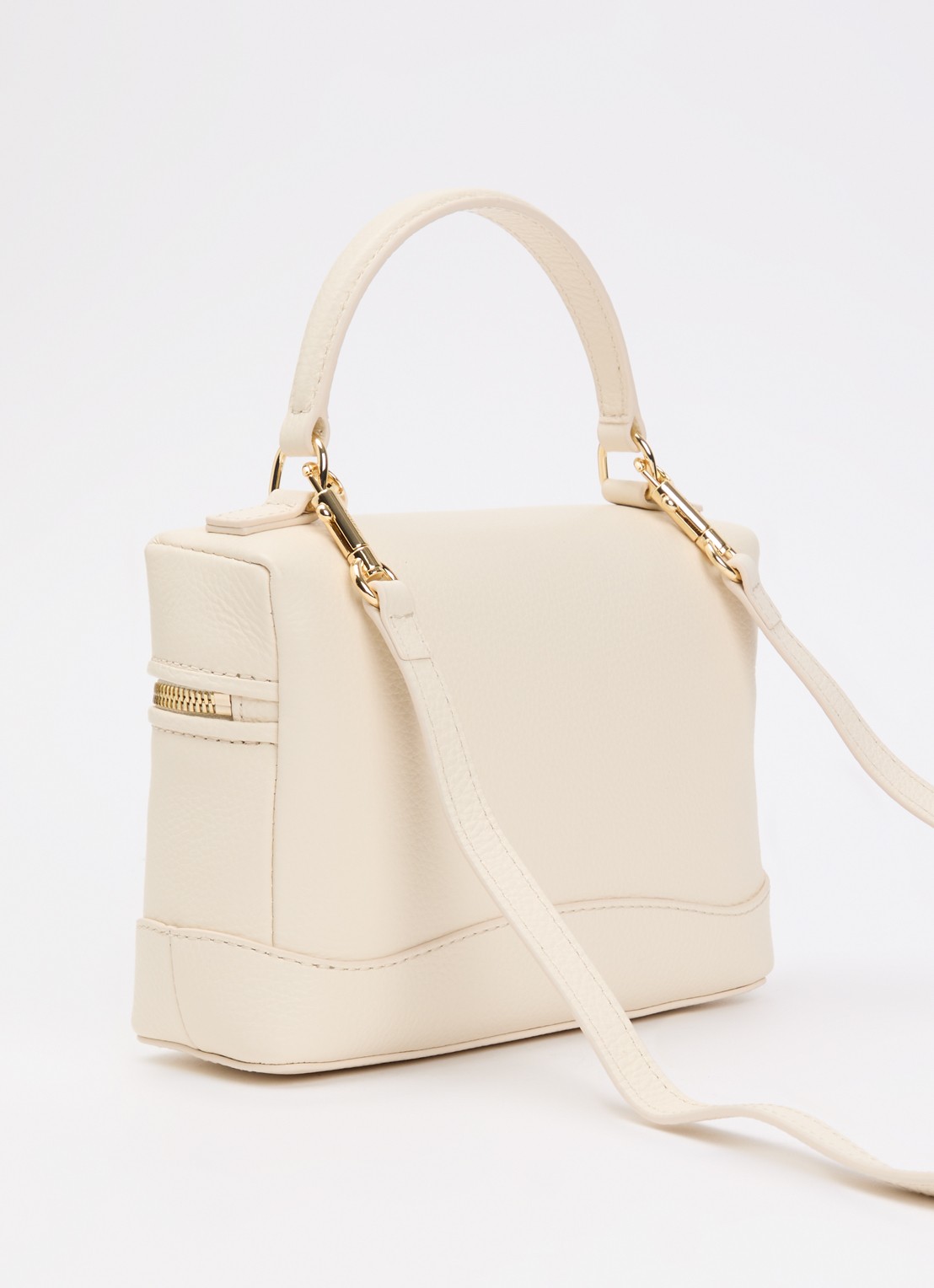 Sandro Handtas van leer met afneembare schouderriem - achterkant 6 beige