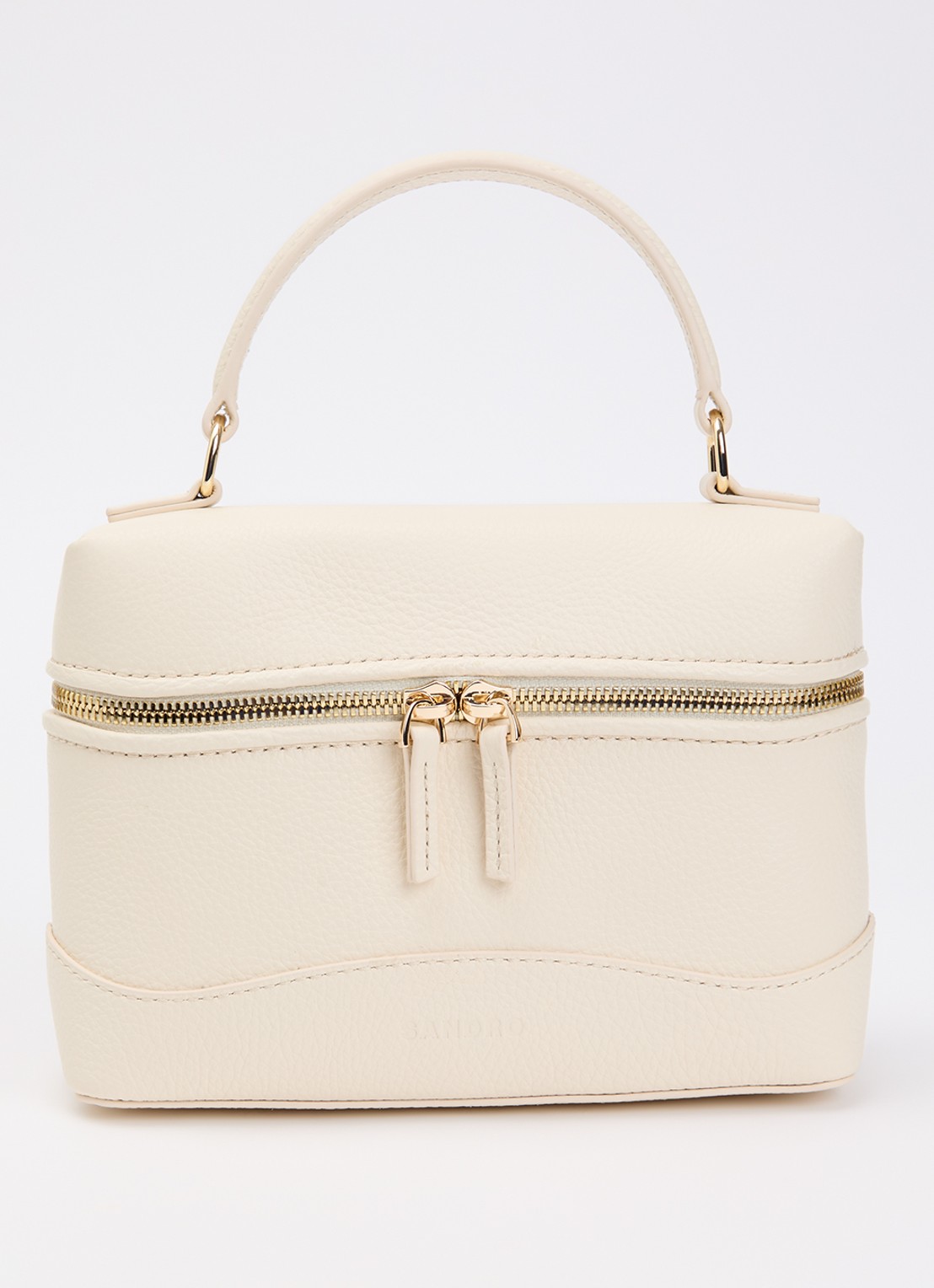 Sandro Handtas van leer met afneembare schouderriem - voorkant 4 beige