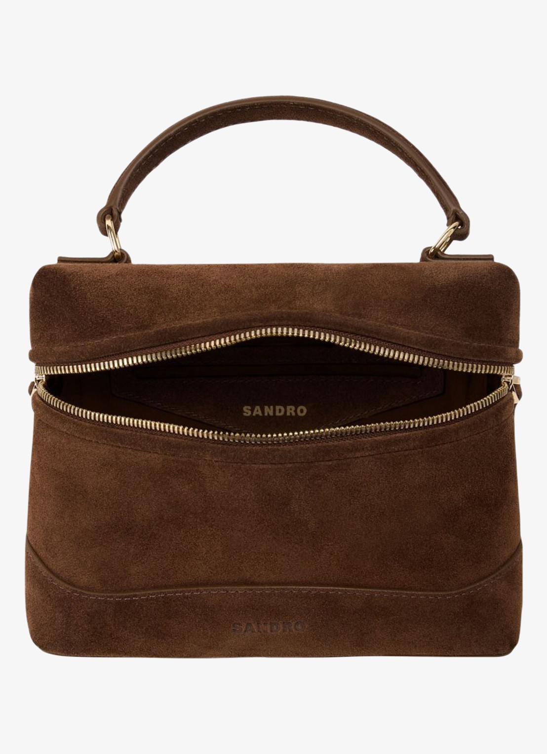 Sandro Handtas van suède - detail 3 brown / bruin